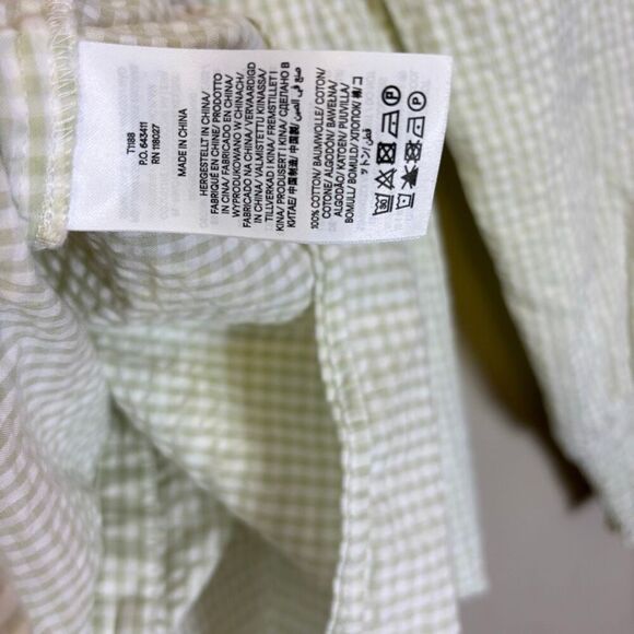 Boden White with Light Green Gingham Print Button Down Shirt US 2 - Picture 6 of 6